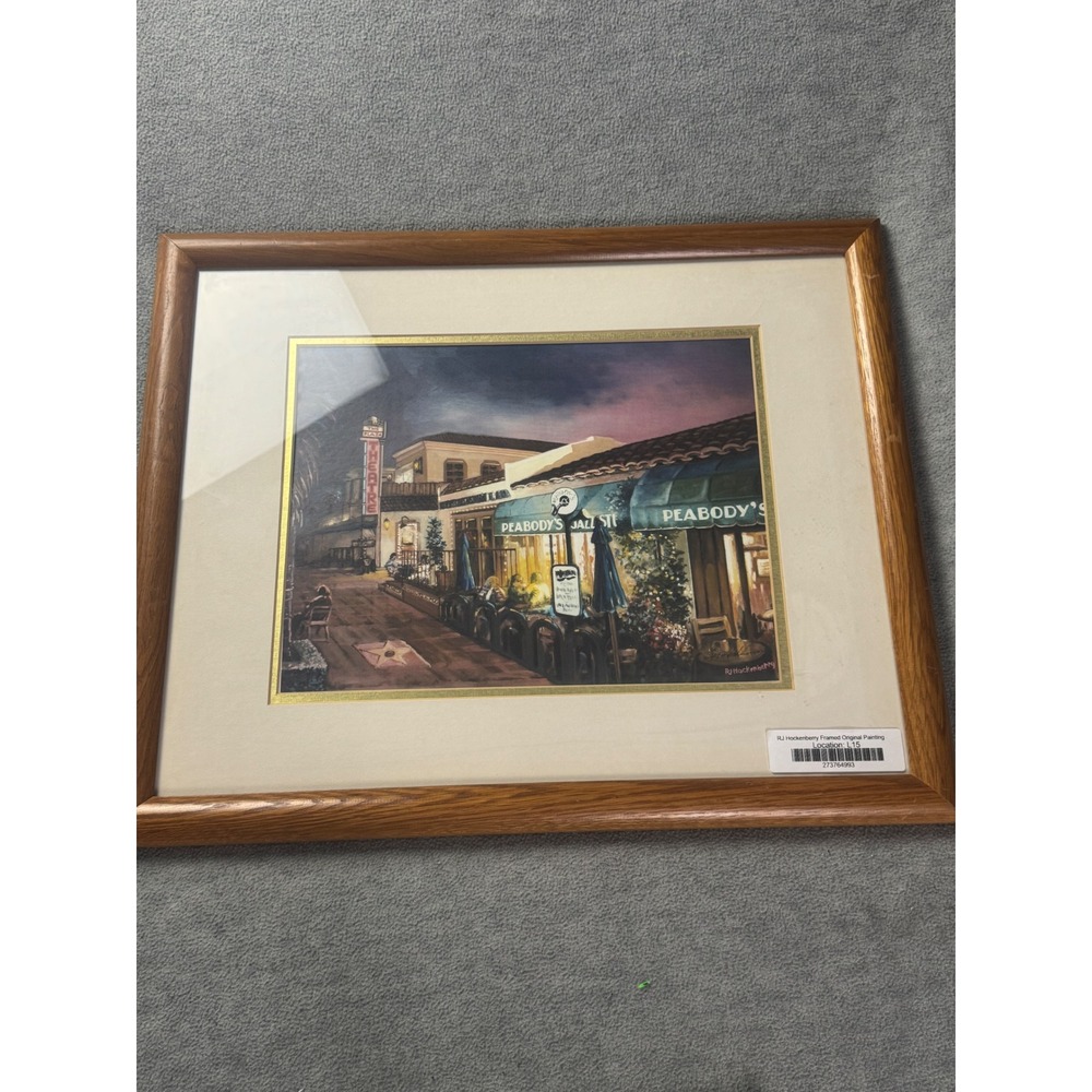 RJ Hockenberry Palm Springs Peabody's Jazz Bar Original Framed Painting Signed